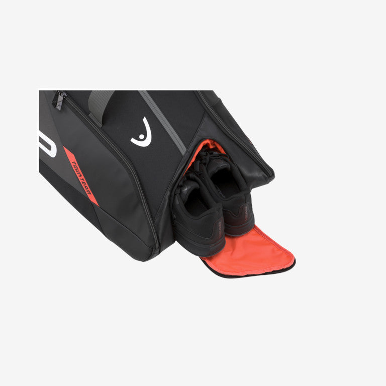 The Head Tour Team Padel Monstercombi in black and orange with shoes inside for illustrative purposes available for sale at GSM Sports
