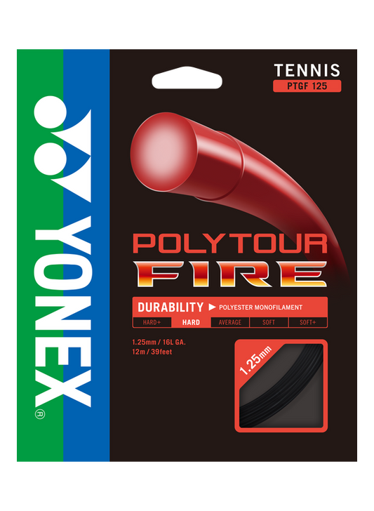 Yonex POLYTOUR FIRE 125 Tennis String Set in black for sale at GSM Sports