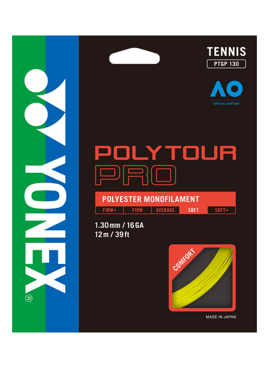 Yonex POLYTOUR PRO 130 Tennis String Set in Yellow for sale at GSM Sports
